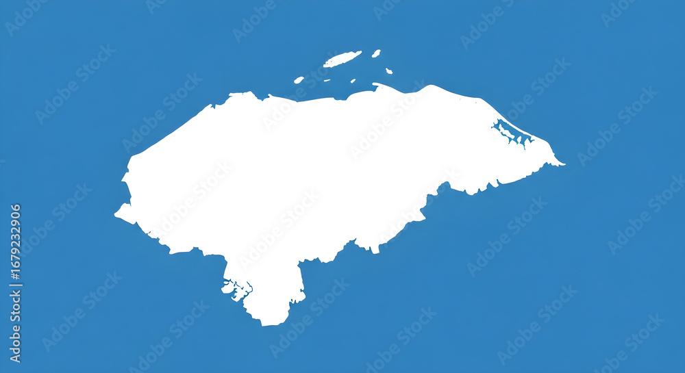 Fototapeta premium Outline of Honduras on a blue background.