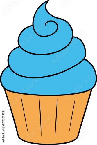 Blue Cupcake Swirl Top on Transparent Background