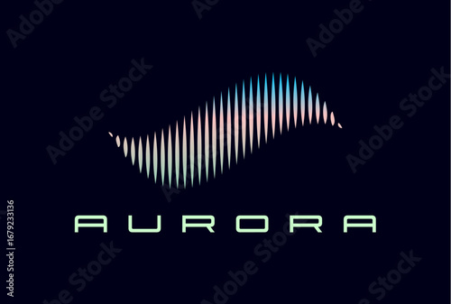 Northern sky aurora borealis wave light icon. Business company vector graphic sign with night sky borealis. Arctic aurora symbol or brand abstract icon with aurora borealis light wave