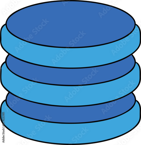 Blue Macaron Cookie Stack on Transparent Background