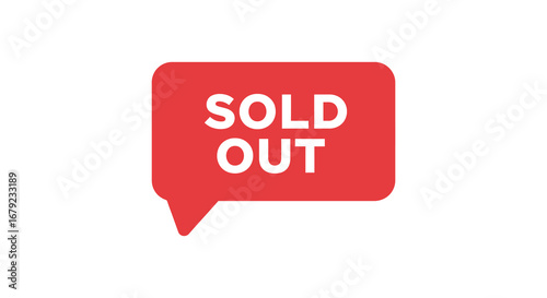 Red Sold Out Speech Bubble Icon for Online Sales and Retail Promotions