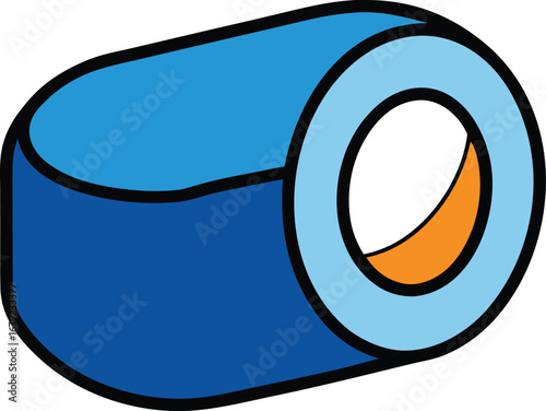 Blue Sushi Roll Icon on Transparent Background