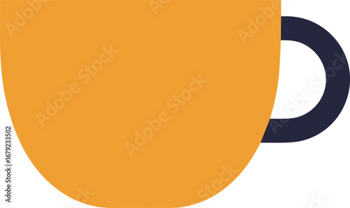 Abstract cup icon symbolizing a modern business lifestyle where people connect over coffee, blending city travel, technology, fashion, and a hint of nature on a simple background