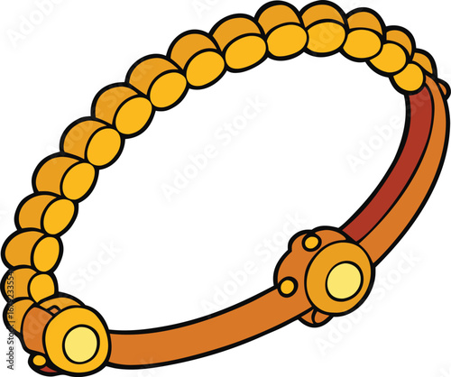 Golden Bracelet Ornate Band on Transparent Background