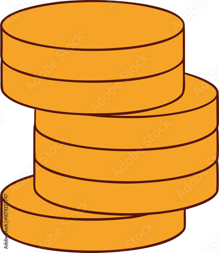 Golden Coin Stack Pile on Transparent Background