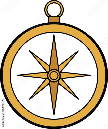 Golden Compass Old Style on Transparent Background