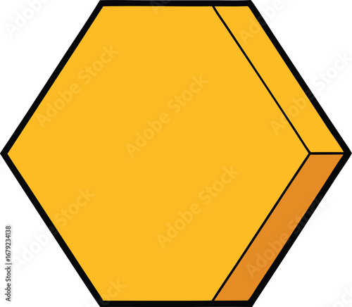 Golden Honeycomb Hexagon on Transparent Background