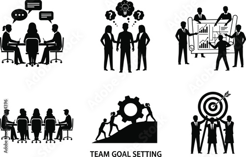 PrintTeamwork, corporate meeting, goal setting, business collaboration, problem solving, strategy planning, productivity, leadership, communication, group effort, success, office teamwork, motivation