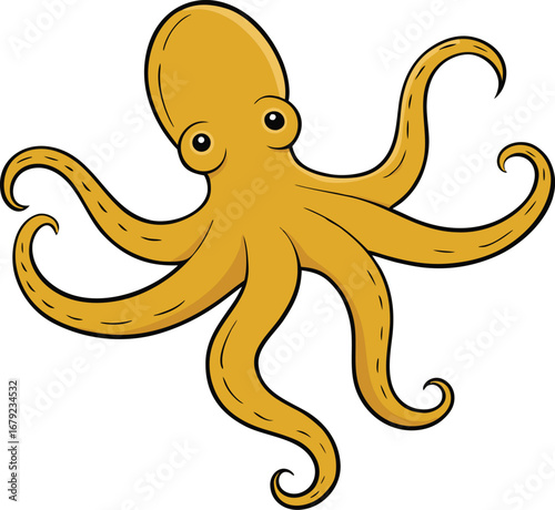Golden Octopus Tentacles on Transparent Background