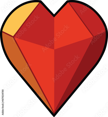 Golden Ruby Heart Cut on Transparent Background