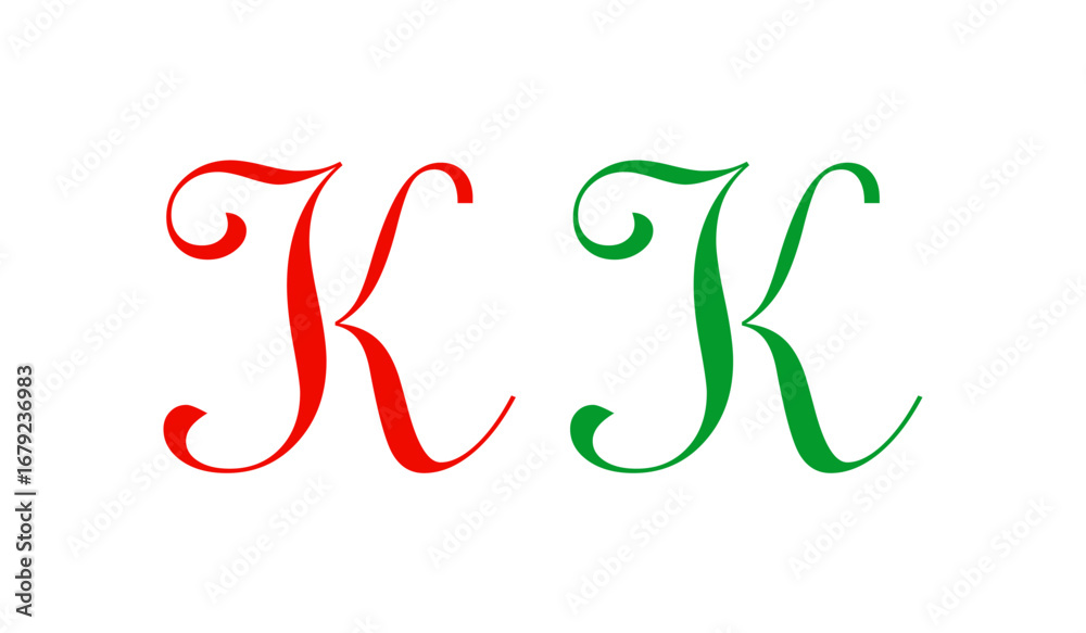 Obraz premium k letter icon vector design red and green color