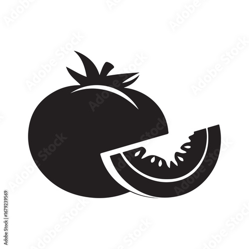 Juicy Tomato: A Bold Silhouette Icon for Food Blogs & Restaurants silhouette