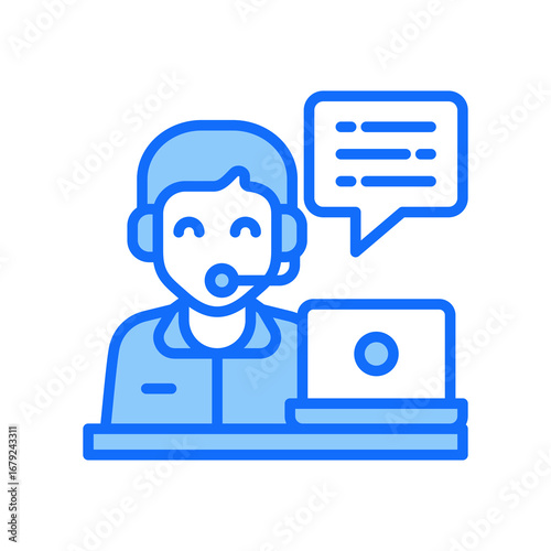 Customer Service blue color icon