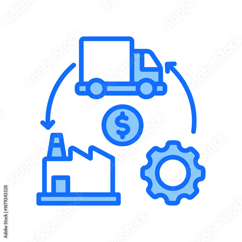 Supply Chain blue color icon