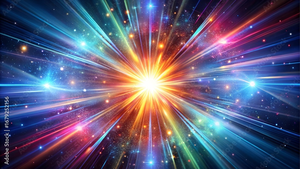 Fototapeta premium Explosion of colorful light and energy in space