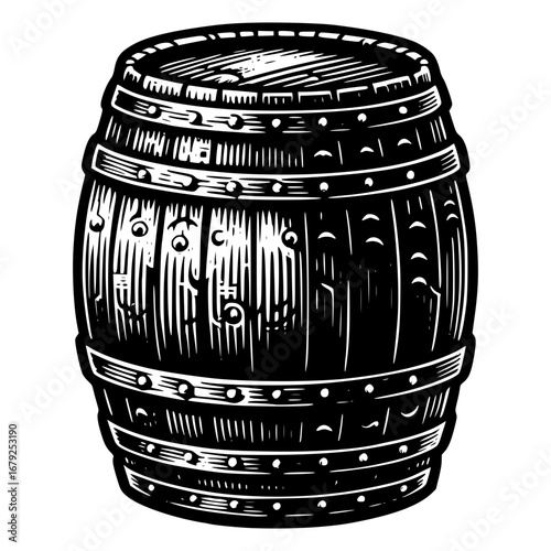 Old Beer Barrel vector image illustration