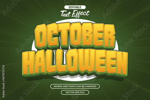 October halloween editable text effect with 3d text style