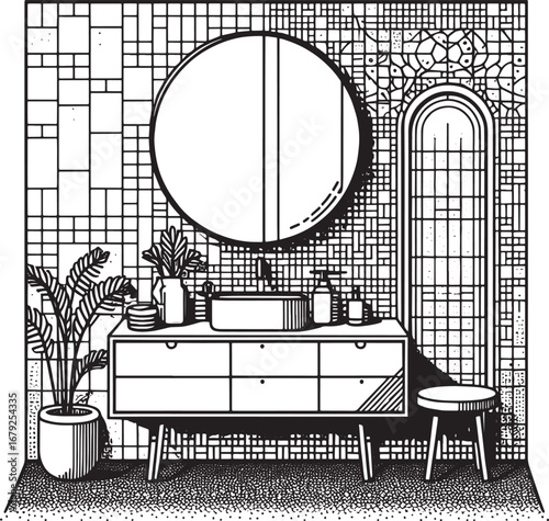 Religious Illustration of Jesus Christ Performing a Miracle and Healing a Sick Person