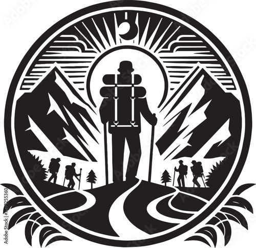 Intricate Black and White Illustration of a Stage with a Tree, Curtains, and Floral Design