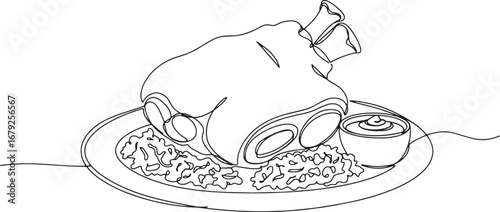 Monochrome continuous line drawing showcasing traditional german