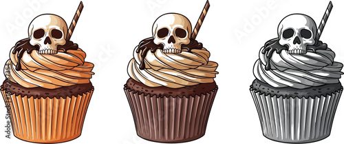 Spooky Halloween cupcakes topped with skulls for a delicious trick or treat celebration