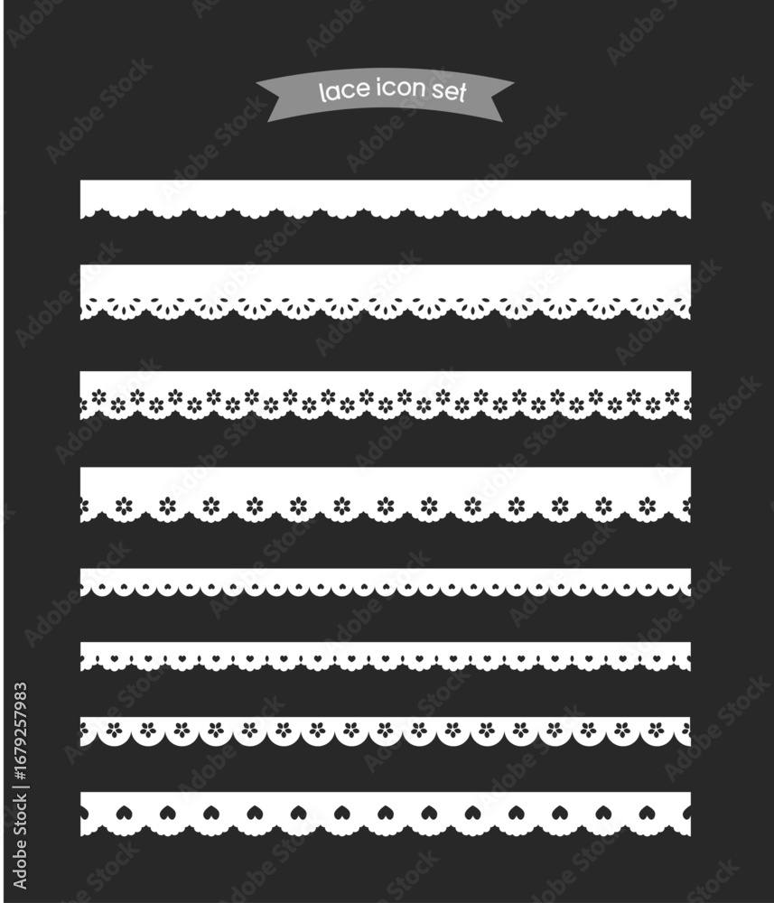 Obraz premium Seamless Decorative Lace Border Pattern Vector Set