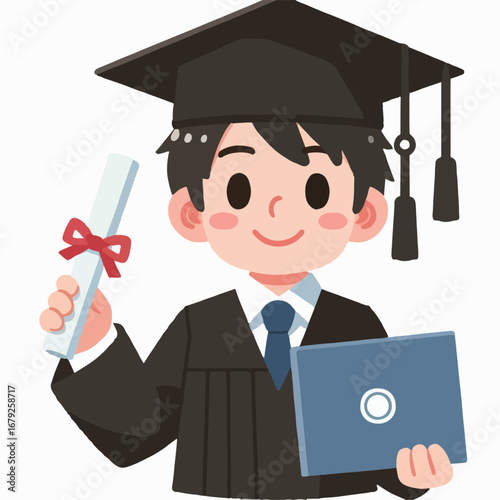 illustration of graduation boy 