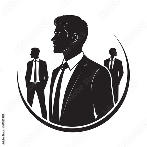 businessmen vector silhouette outline logo design concept illustration