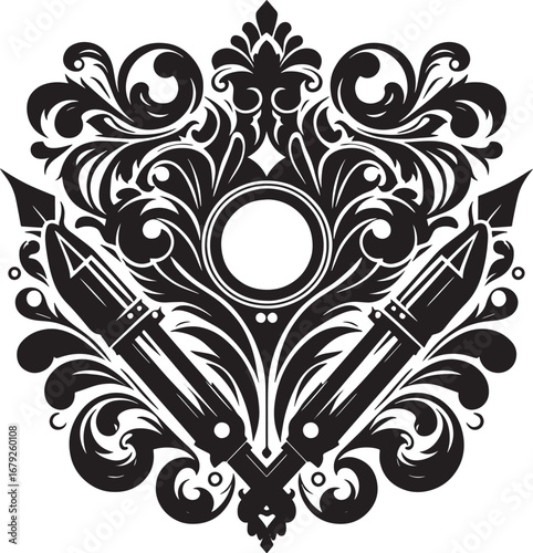 Intricate Black and White Tarot Card Illustration Featuring Hands, Sun, and Celestial Elements