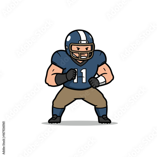 Cartoon illustration of an angry football player in a stance.