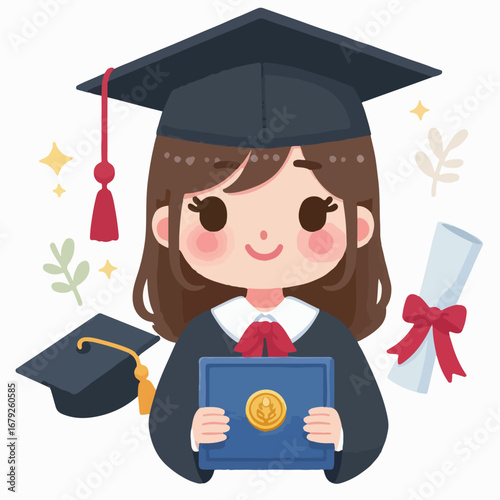 illustration of graduation girl