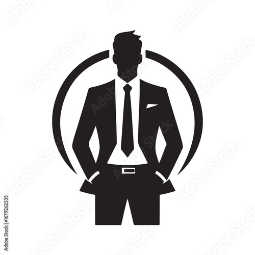 businessmen vector silhouette outline logo design concept illustration