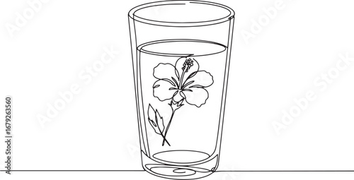 Minimalist Hibiscus Tea Line Art: Refreshing and Elegant Drink I