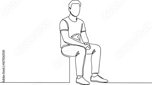 Linear artistry capturing a seated man's form in minimalist line