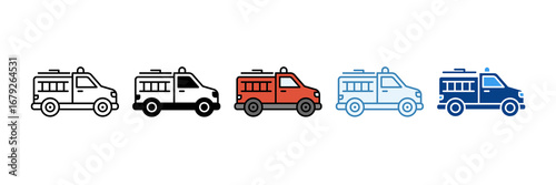 Fire Engine  Icon Set Multiple Style Collection