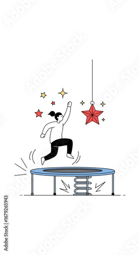 A person joyfully jumps high on a trampoline under twinkling stars illustrating fitness and recreation