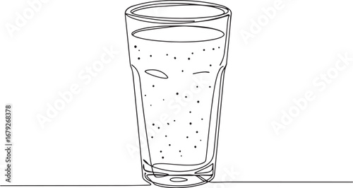 Minimalist line art illustration of a refreshing beverage in a g