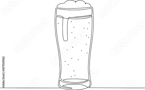 Continuous line drawing of a beer pint, minimalistic design for