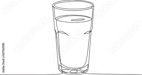 Elegant minimal line art illustration of refreshing drink in a g