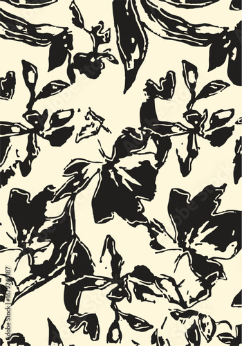 Big flowers pattern, upscale floral pattern. graphical textures floral, trendy colors pattern , flowers background with leaves. vector illustration