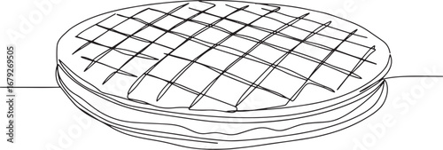 Minimalist Line Art of a Dutch Stroopwafel: Sweet Treat Represen