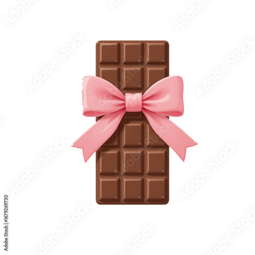 Vector illustration of chocolate tied with pink ribbon