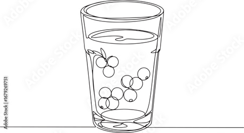 Elegant single line art illustration of refreshing berry infused
