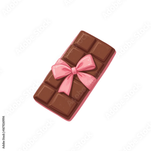 Vector illustration of chocolate tied with pink ribbon
