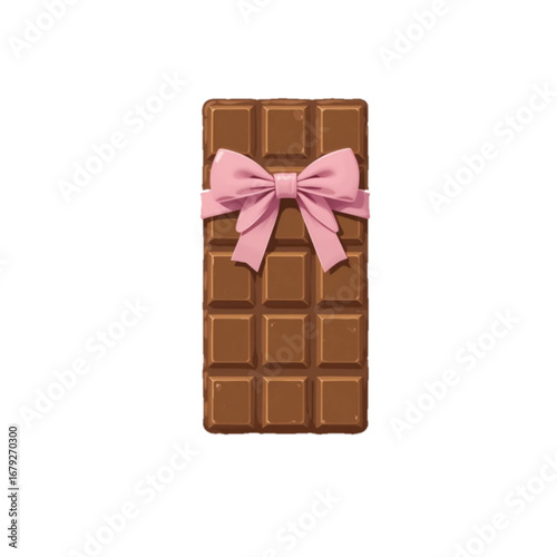 Vector illustration of chocolate tied with pink ribbon