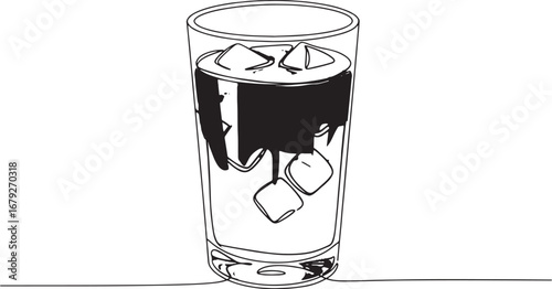 Iced Coffee Delight: Minimalist Line Art of Brown Sugar Oat Milk