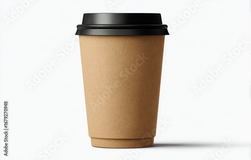A brown disposable coffee cup