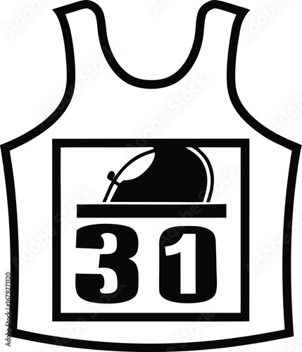 Vector running bib number 30 icon