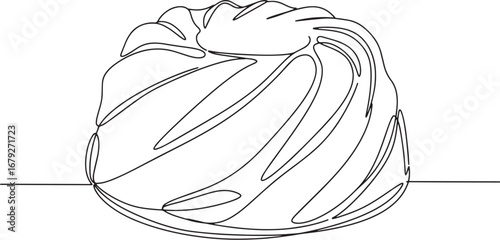 Elegant single line drawing of a delicious dessert, evoking mini