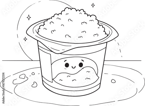 Charming cottage cheese in a container illustration with a cute